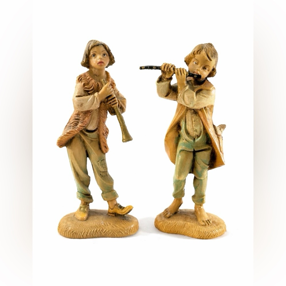 Fontanini Depose Italy 4.5” Nativity Musicians Set #116 #117 Flute Boys Figures